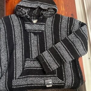 Black and White Baja Hoodie Sweater